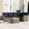 Ensemble de canapé de jardin 6 pcs avec coussins gris résine tressée 645064645064