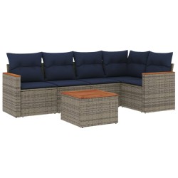 Ensemble de canapé de jardin 6 pcs avec coussins gris résine tressée 645064645064