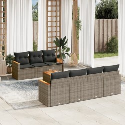 Salon de jardin 8 pcs avec coussins gris résine tressée 645075645075