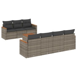 Salon de jardin 8 pcs avec coussins gris résine tressée 645075645075