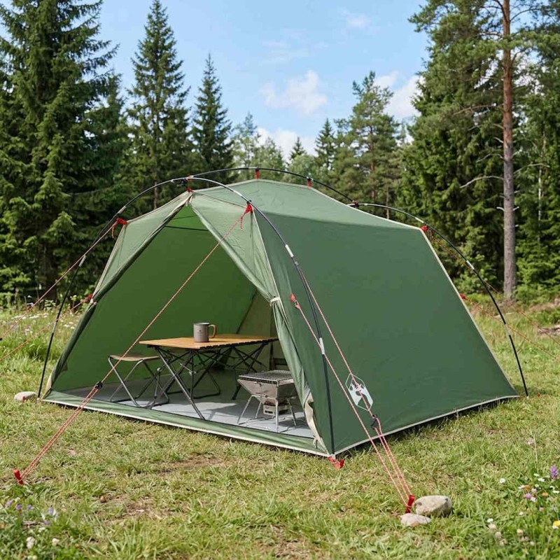 Tente tunnel Vert 4 personnes Polyester 185T avec revêtement PU 645085645085