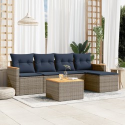 Ensemble de canapé de jardin 6 pcs avec coussins gris résine tressée 645086645086