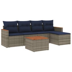 Ensemble de canapé de jardin 6 pcs avec coussins gris résine tressée 645086645086