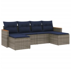 Ensemble de canapé de jardin 6 pcs avec coussins gris résine tressée 645087645087