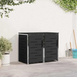 Stockage de bac à déchets for 2 Bins 240L Acier inoxydable Noir 645092645092