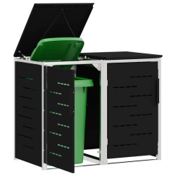 Stockage de bac à déchets for 2 Bins 240L Acier inoxydable Noir 645092645092