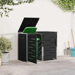 Stockage de bac à déchets for 2 Bins 240L Acier inoxydable Noir 645092645092