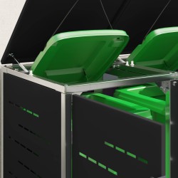 Stockage de bac à déchets for 2 Bins 240L Acier inoxydable Noir 645092645092