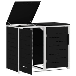 Stockage de bac à déchets for 2 Bins 240L Acier inoxydable Noir 645092645092