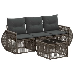Ensemble de canapé de jardin 4 pcs Gris et Gris foncé polyrotin 645095645095