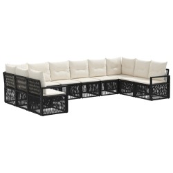 Ensemble de canapé de jardin 10 pcs Noir polyrotin 645096645096