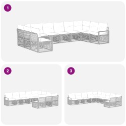 Ensemble de canapé de jardin 10 pcs Noir polyrotin 645096645096