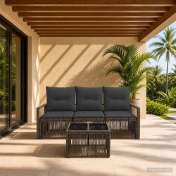 Ensemble de canapé de jardin 4 pcs Gris polyrotin 645099645099