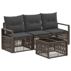 Ensemble de canapé de jardin 4 pcs Gris polyrotin 645099645099