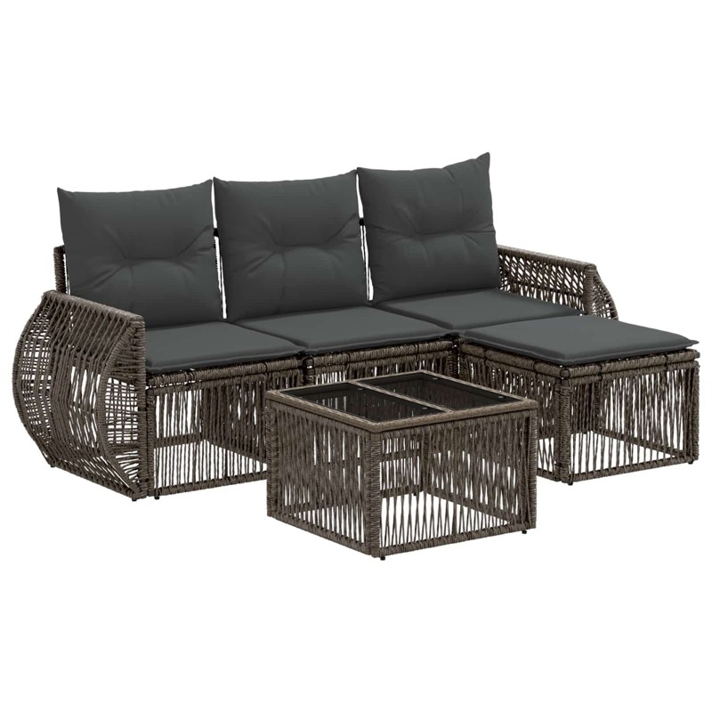 Ensemble de canapé de jardin 5 pcs Gris et Gris foncé polyrotin 645100645100