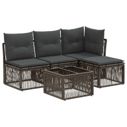 Ensemble de canapé de jardin 5 pcs Gris polyrotin 645101645101