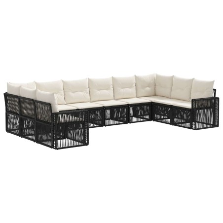 Ensemble de canapé de jardin 10 pcs Noir et blanc crème 645102645102