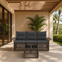 Ensemble de canapé de jardin 4 pcs Gris polyrotin 645105645105