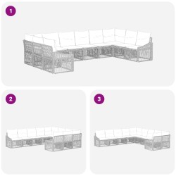 Ensemble de canapé de jardin 10 pcs Noir polyrotin 645107645107