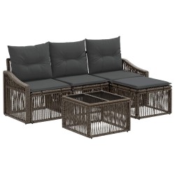 Ensemble de canapé de jardin 5 pcs Gris polyrotin 645112645112