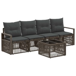 Ensemble de canapé de jardin 5 pcs Gris polyrotin 645113645113