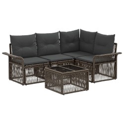 Ensemble de canapé de jardin 5 pcs Gris polyrotin 645116645116