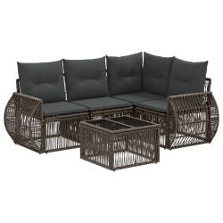 Ensemble de canapé de jardin 5 pcs Gris et Gris foncé polyrotin 645121645121