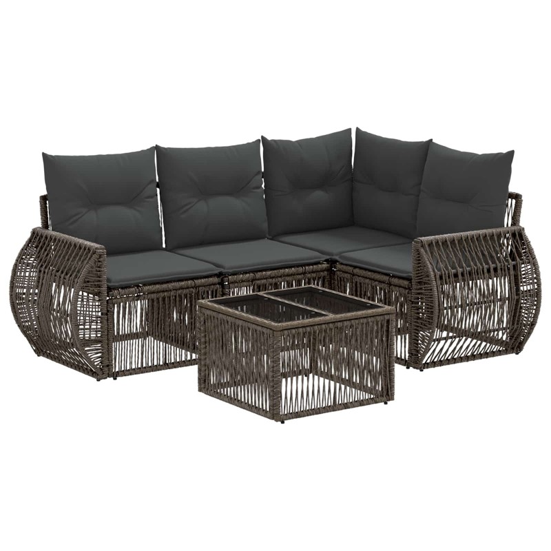Ensemble de canapé de jardin 5 pcs Gris et Gris foncé polyrotin 645121645121