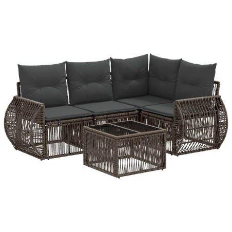 Ensemble de canapé de jardin 5 pcs Gris et Gris foncé polyrotin 645121645121
