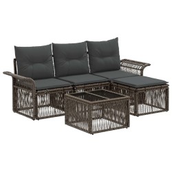 Ensemble de canapé de jardin 5 pcs Gris polyrotin 645124645124