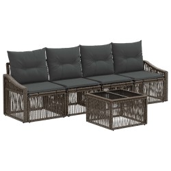 Ensemble de canapé de jardin 5 pcs Gris polyrotin 645125645125
