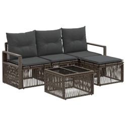 Ensemble de canapé de jardin 5 pcs Gris polyrotin 645126645126