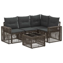 Ensemble de canapé de jardin 5 pcs Gris et Gris foncé polyrotin 645127645127