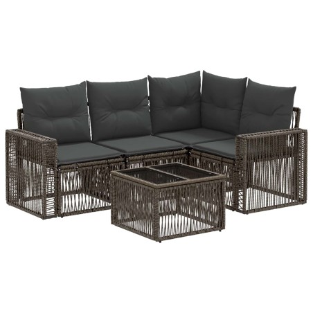 Ensemble de canapé de jardin 5 pcs Gris et Gris foncé polyrotin 645127645127
