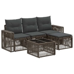 Ensemble de canapé de jardin 5 pcs Gris et Gris foncé polyrotin 645128645128