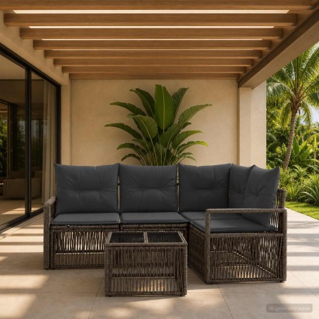 Ensemble de canapé de jardin 5 pcs Gris polyrotin 645129645129