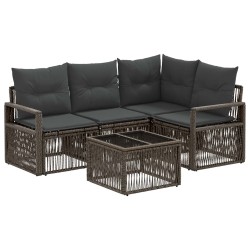 Ensemble de canapé de jardin 5 pcs Gris polyrotin 645129645129