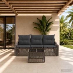Ensemble de canapé de jardin 4 pcs Gris polyrotin 645133645133