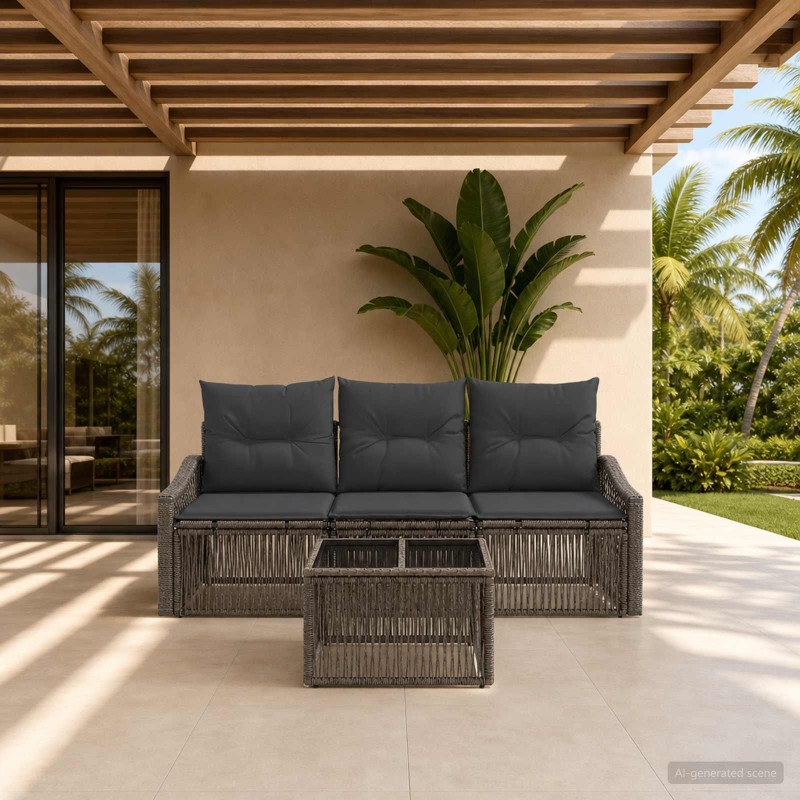 Ensemble de canapé de jardin 4 pcs Gris polyrotin 645133645133