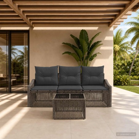 Ensemble de canapé de jardin 4 pcs Gris polyrotin 645133645133