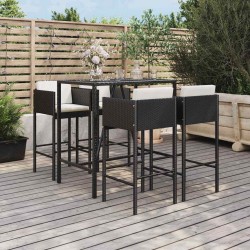Ensemble de bar de jardin 5 pcs avec coussins noir poly rotin 645134645134