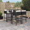 Ensemble de bar de jardin 5 pcs avec coussins noir poly rotin 645134645134