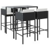 Ensemble de bar de jardin 5 pcs avec coussins noir poly rotin 645134645134