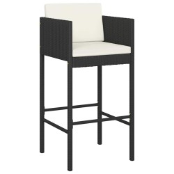 Ensemble de bar de jardin 5 pcs avec coussins noir poly rotin 645134645134