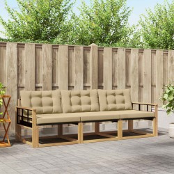 Ensemble de canapés d'extérieur 3 pcs Blanc et Beige 645141645141