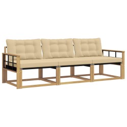 Ensemble de canapés d'extérieur 3 pcs Blanc et Beige 645141645141