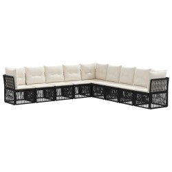 Ensemble de canapé de jardin 9 pcs Noir polyrotin 645143645143