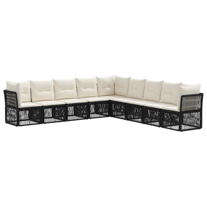 Ensemble de canapé de jardin 9 pcs Noir polyrotin 645143645143