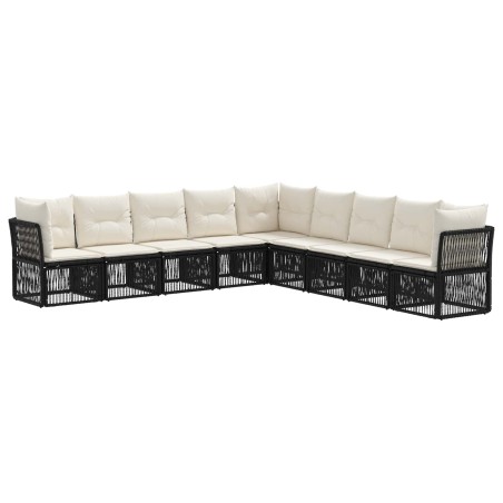Ensemble de canapé de jardin 9 pcs Noir polyrotin 645143645143