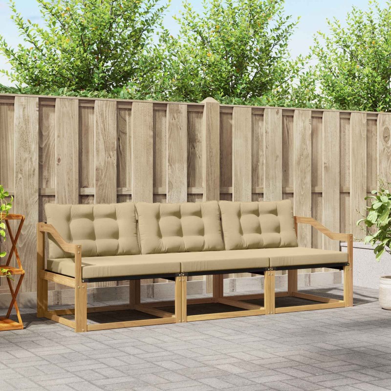 Ensemble de canapés d'extérieur 3 pcs Blanc et Beige 645152645152